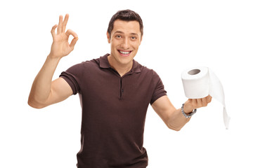 Poster - Man holding a toilet paper roll