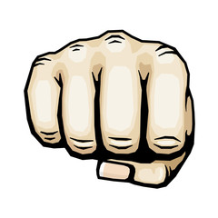 Poster - color punching hand with clenched fist vector illustration