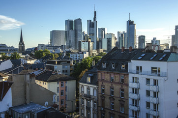 Canvas Print - View of Frankfurt am Main skyline at dusk, Germany