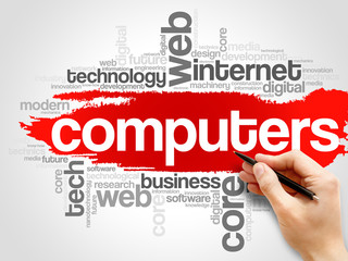 Aufkleber - COMPUTERS word cloud collage, business concept background