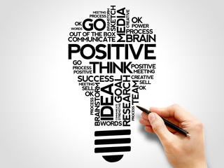 Poster - Positive bulb word cloud collage, business concept background