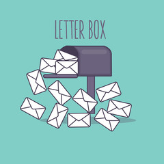 Poster - full inbox email mailbox letter box flat icon illustration envelope