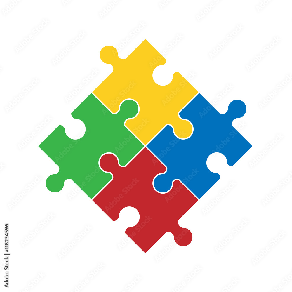 puzzle colored pieces vector illustration, isolated on white background ...