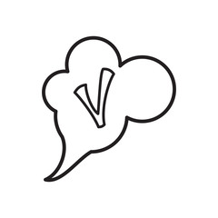 Poster - checkmark in cloud icon in outline style isolated on white background. click and choice symbol