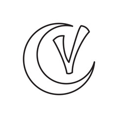 Poster - checkmark and crescent icon in outline style isolated on white background. click and choice symbol