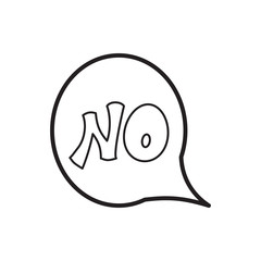 Poster - Word no in bubble speech icon in outline style isolated on white background. Click and choice symbol
