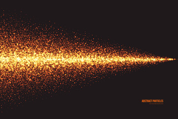 Wall Mural - abstract bright golden shimmer glowing round particles vector background. scatter shine tinsel light