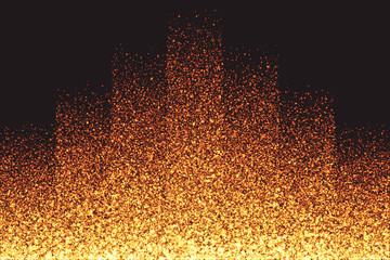 Wall Mural - abstract bright golden shimmer glowing round particles vector background. scatter shine tinsel light