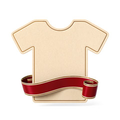 Wall Mural - curled red ribbon banner with t-shirt silhouette card