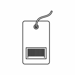 Poster - Tag with bar code icon in outline style isolated on white background. Label symbol