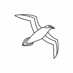 Sticker - Seagull icon in outline style isolated on white background. Bird symbol vector illustration