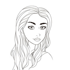 Wall Mural - Pattern for coloring book. Beautiful girl.