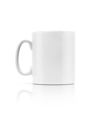 white ceramic mug isolated on white background