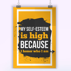 Wall Mural - I honor who am Positive affirmation, inspirational quote. Motivational typography posteron dark stain.