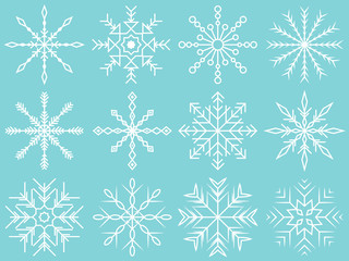 Wall Mural - snow flakes vector set