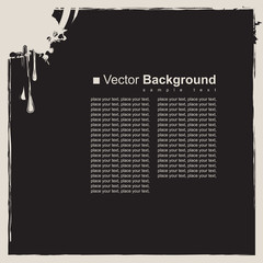 Poster - abstract black background frame with spots and splashes with place for inscription