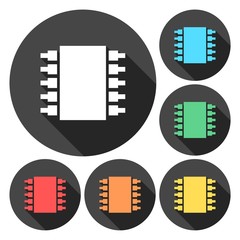 Poster - CPU isolated icons. Processor symbols. Set colorful buttons