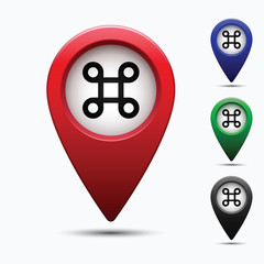 Poster - Colored map pointer with symbol showplace and lion .  For location maps. Mark icon. Sign for gps navigation. Index location on map. Pointer location. Vector isolated ilustration.