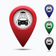 Poster - Colored map pointer with symbol showplace and lion .  For location maps. Mark icon. Sign for gps navigation. Index location on map. Pointer location. Vector isolated ilustration.