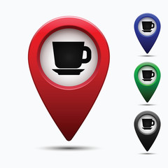 Poster - Colored map pointer with symbol showplace and lion .  For location maps. Mark icon. Sign for gps navigation. Index location on map. Pointer location. Vector isolated ilustration.