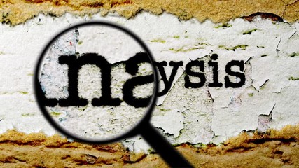 Wall Mural - Magnifying glass on analysis text