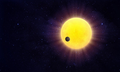 Wall Mural - exoplanet passing a starin a distant solar system