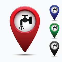 Poster - Colored map pointer with symbol water tap.  For location maps. Mark icon. Sign for gps navigation. Index location on map. Pointer location. Vector isolated ilustration.