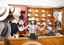 Ecuadorian Woman Working In Hat Store
