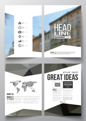 Wall Mural - Set of business templates for brochure, magazine, flyer, booklet or annual report. Polygonal background, blurred image, modern triangular texture