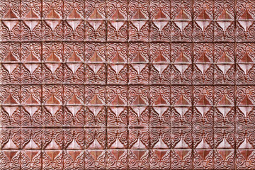 Poster - dark brown brick wall for pattern and background