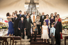 Family Posing At Wedding In Church
