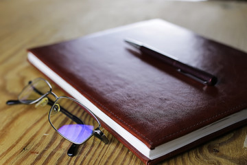 Canvas Print - pen business wallet glasses notebook