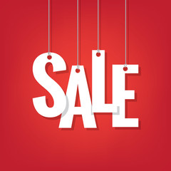 white sale hanging mobile heading design on red backdround for b