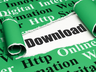 Web development concept: black text Download under the piece of  torn paper