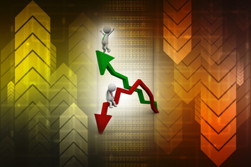 Poster - 3d rendering business man with pie graph

