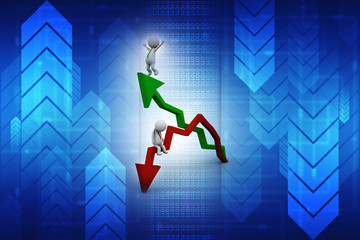 Poster - 3d rendering business man with pie graph
