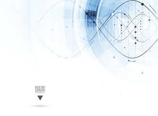 Wall Mural - dna and medical and technology background. futuristic molecule structure presentation
