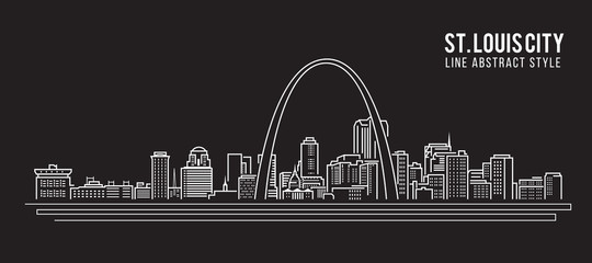 cityscape building line art vector illustration design - st. louis city