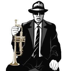 Wall Mural - Jazz trumpet player