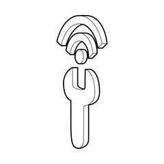 Poster - Wrench and wi fi sign icon in outline style on a white background