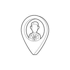 Poster - Map pointer with businessman icon in outline style on a white background