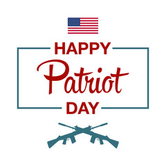 vector illustration with happy patriot day greeting card, usa  flag  and guns background