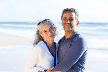 Wall Mural - romantic portrait of mid aged couple in love