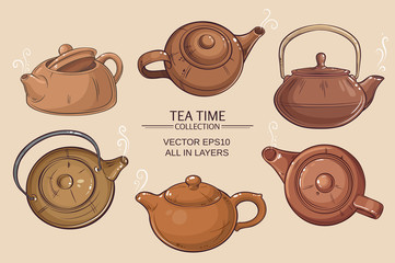 Wall Mural - teapots set