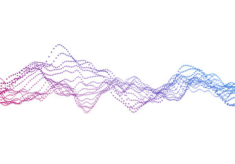 Poster - abstract 3d rendering of waves with particles on white background. futuristic background with lines 