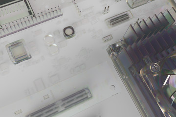 Poster - 3d glass render of abstract technology circuit  piece, fragment