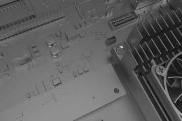 Poster - 3d render of abstract technology piece, fragment of computer coo