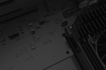 Poster - 3d render of abstract technology piece, fragment of computer coo
