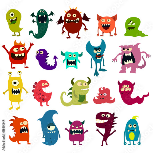 Fotografía Cartoon monsters set. Colorful toy cute monster. Vector