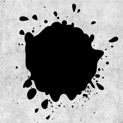 Poster - Isolated black color ink blotch vector logotype. Paint stain logo. Dust illustration.